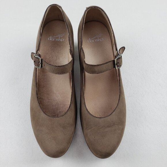 Dansko Harlo Mary Jane Heel Womens 11.5-12 42 EU Brown Suede Buckle Chunky Pump - Picture 5 of 14